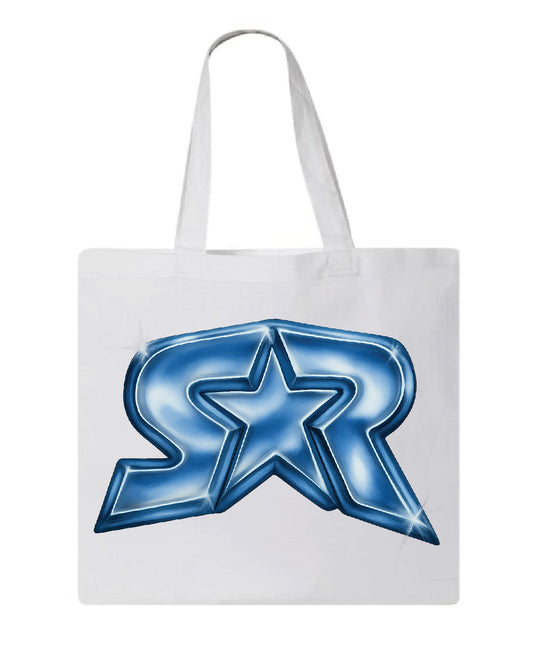 Silver Logo Tote White