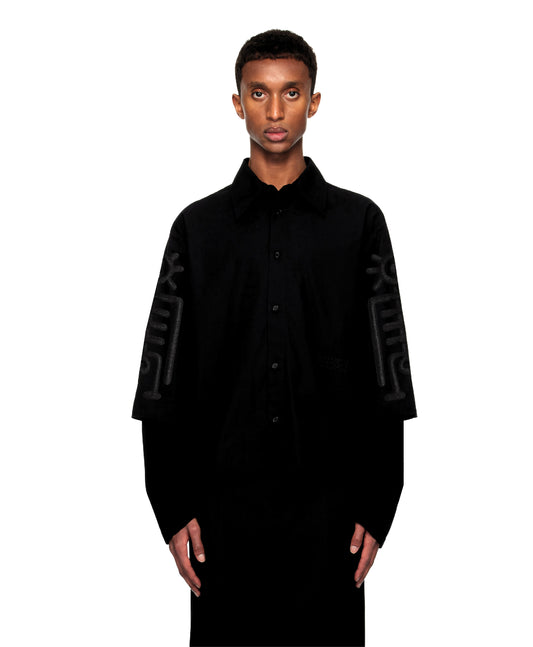 Tribal Short Dress Shirt Black
